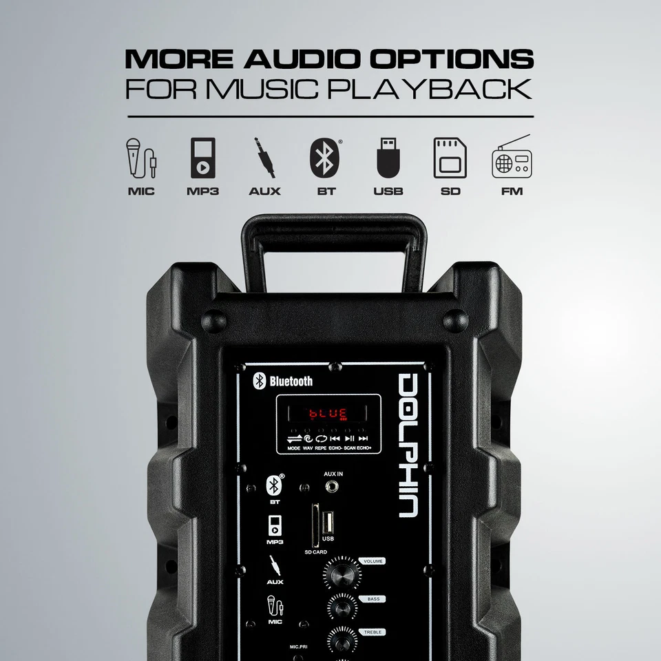 SP-850RBT 8" Bluetooth Party Speaker 1350W, LED Lights, Remote, Mic Included - Image 2 of 4