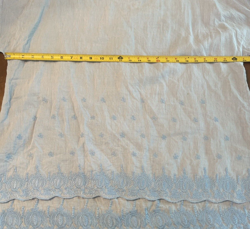 Blusa Top Mini Bee 100% Lino Bordado Azul Manga Corta Talla XXL Lagenlook - Imagen 6 de 7