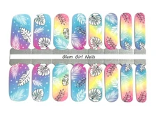Rainbow Monstera Nail Polish Strips / Nail Wraps / Nail Stickers