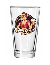 Craft Brew Girls - 16 oz Pint Pub Beer Glass Tumbler Tea Water Cocktail