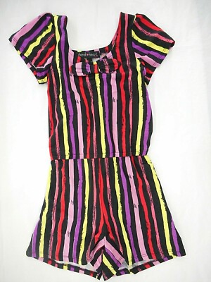 Girls Derek Heart $36 Multi-Color Striped Romper Sizes 7/8, 10/12 & 14