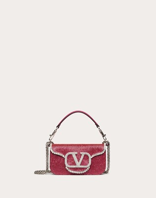 【VALENTINO】 LOCO SMALL SHOULDER BAG VALENTINO GARAVANI LOCÒ EMBROIDERED SMALL SHOULDER BAG Red