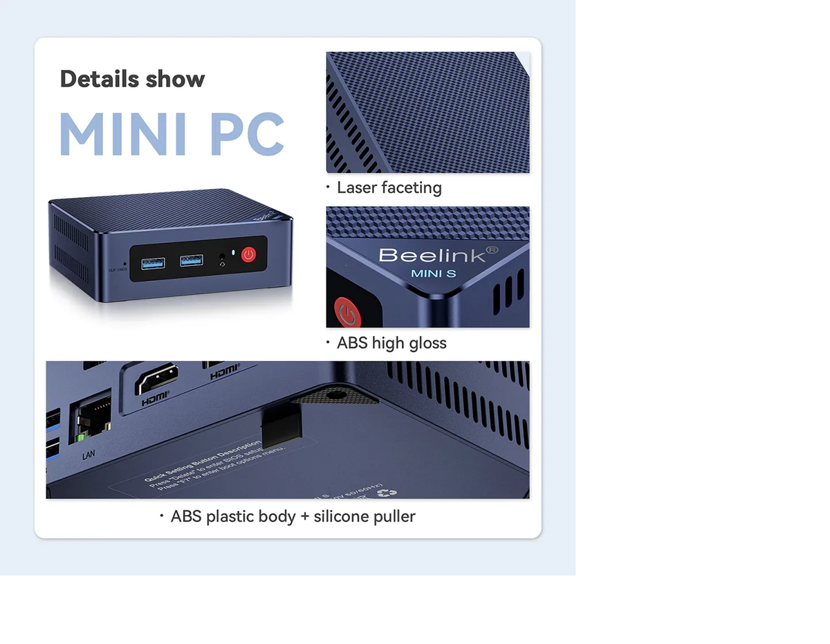 Beelink Pro Mini PC Intel N100/N150 Windows 11 DDR4 16GB 512GB