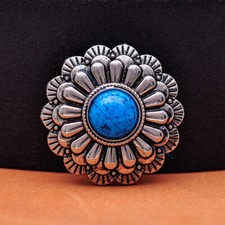 10PC 30mm SILVER TURQUOISE FLOWER DIY LEATHERCRAFT WESTERN SADDLE BRIDLE CONCHO