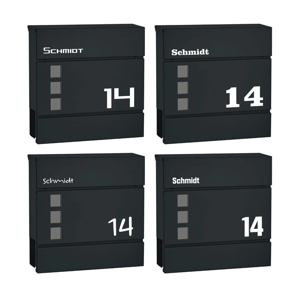 Briefkasten Aufkleber bis zu 3 Namen mit Hausnummer 2 und 7 cm Höhe N03123A - Bild 2 von 4