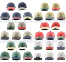 Newhattan 1201 2-Tone Cotton Pigment Unisex Baseball Adjustable Trucker Cap Hat