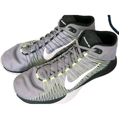 Nike Zoom Ascention Men Size 12 Wolf Gray Volt Athletic Basketball Shoes 