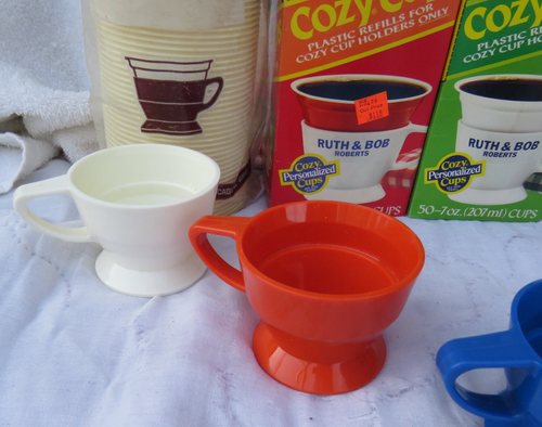 Lote de 6 portavasos y recambios vintage SOLO ACOGEDOR CAFÉ AÑOS 70 Colores BONITOS - Imagen 3 de 16