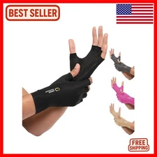 Copper Infused Arthritis Gloves for Joint Pain Relief - Unisex Fingerless Design