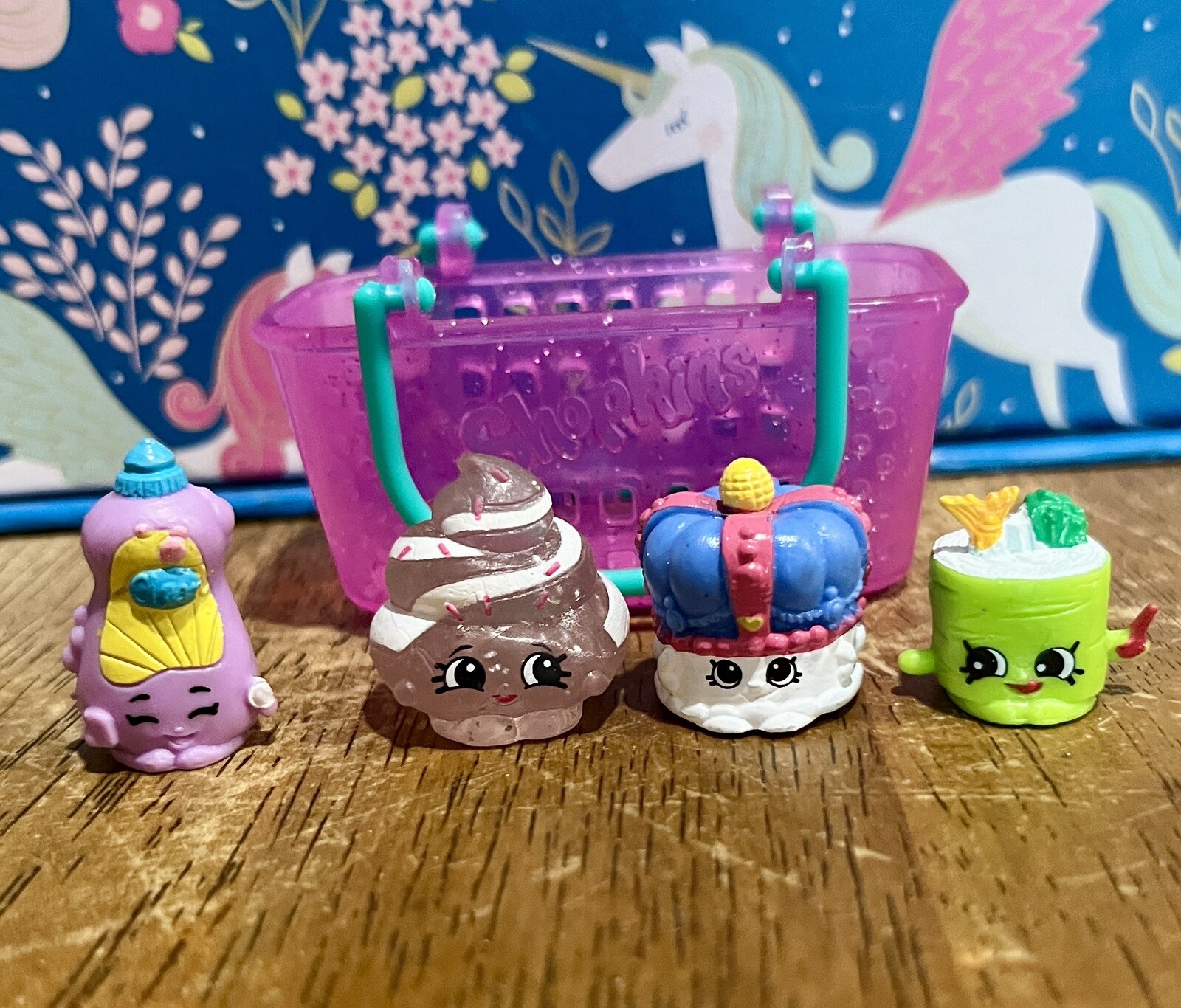 Shopkins Lot of 4 mixed seasons Mary Meringue Purple Plus 3 More And Basket