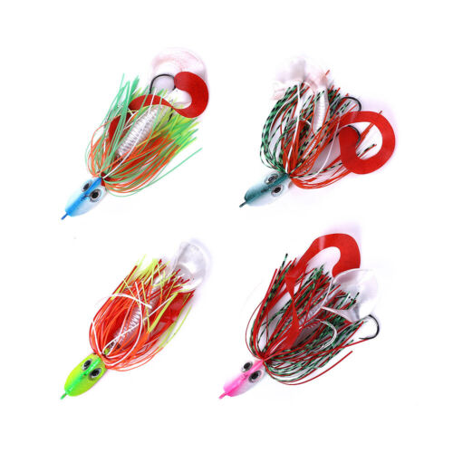 4PCS Lead Head Jigs Soft Rubber Skirt Jig Saltwater Fishing Lures Bait 20-150g - Picture 1 of 11