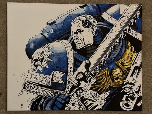 Space Marine 2: Captain Titus Original acrylic Painting - Picture 4 of 7