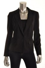 DKNY Black Wool Blend Lined Notch Collar Boxy One-Button Blazer Size 8 NWT 495