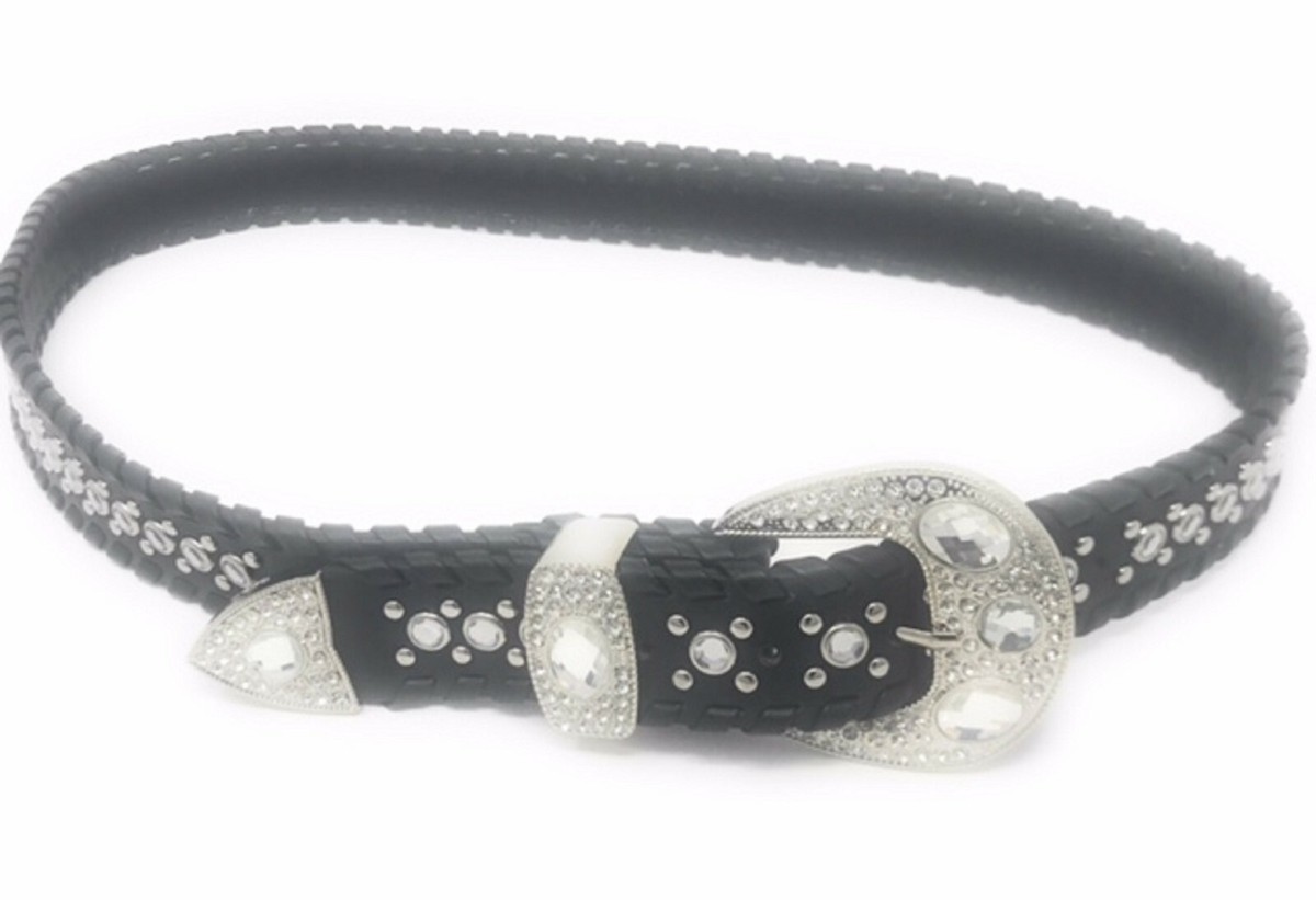 Leather Rhinestone Studded Concho Cross Belt Black Bling Buckle Country Cowgirl Gothic Cross Stud & Rhinestone Western Belt | Hot Topic main image 3