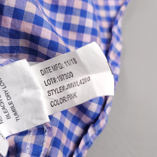 Johnnie O Shirt Mens Extra Large Blue Pink Gingham Cotton Sport Button Up Preppy - Imagen 8 de 14