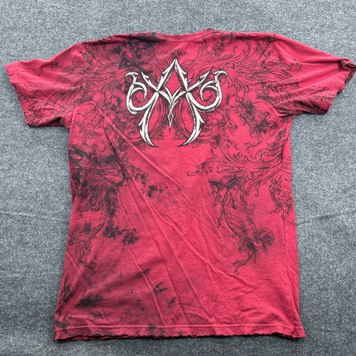 Affliction Shirt Men 2xl Red Skull Reaper Distressed MMA Cyber Punk THRASHED - Picture 2 of 10