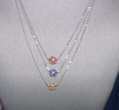 HSN Colleen Lopez Sterlingsilber 0,40 ctw Multigem Blume geschichtet 18'' Halskette