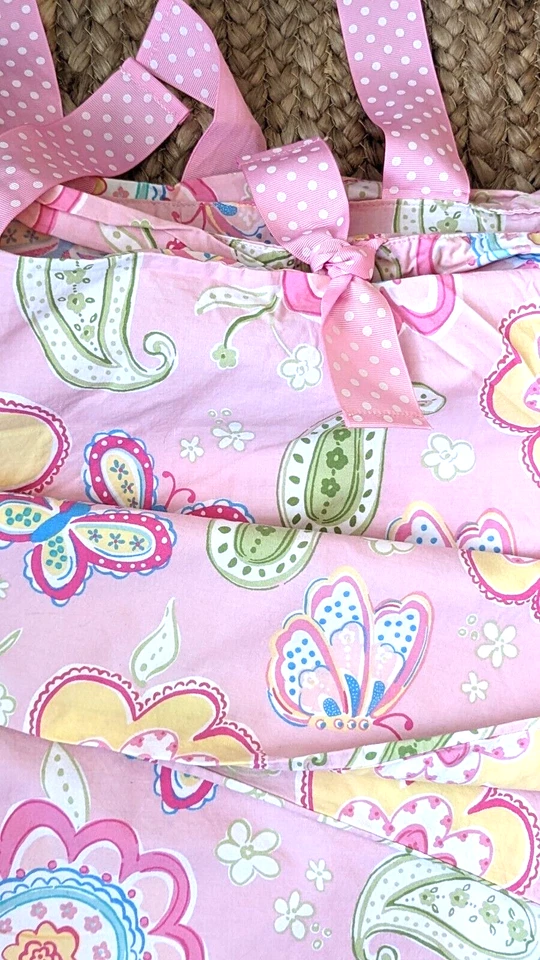 Funda nórdica POTTERY BARN niños Samantha tamaño doble rosa cachemira flor mariposa Foto 3 de 3