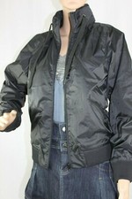 Women's Windproof Waist Length Black Jacket With Zip Pockets & Hoodie / 673