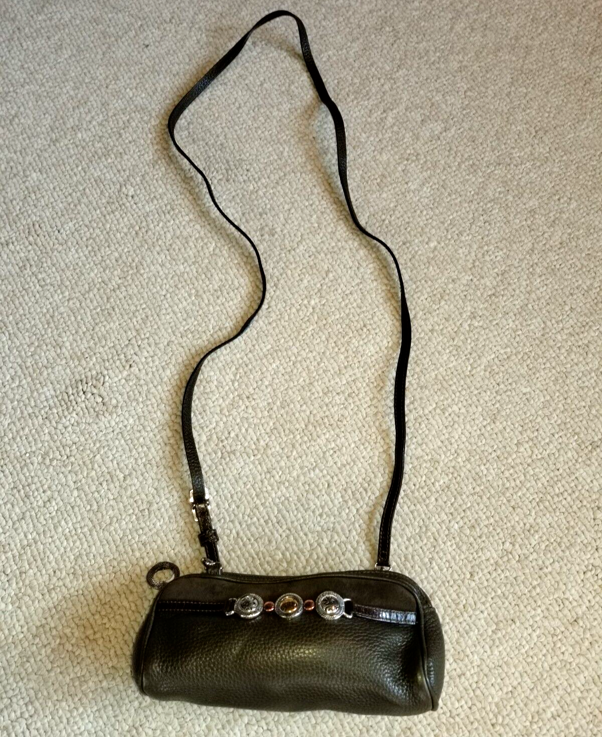 Womens Purse-BRIGHTON-green genuine leather lined mini crossbody 8 in X 3 in