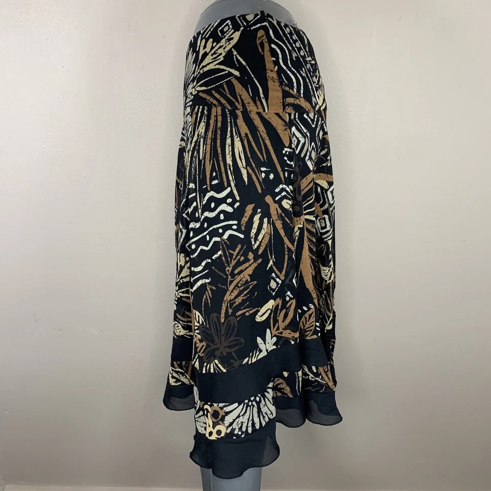 Talla 8 East 5th Negro Marrón Floral Estampado Tribal Línea A Falda Forrada  Foto 2 de 4