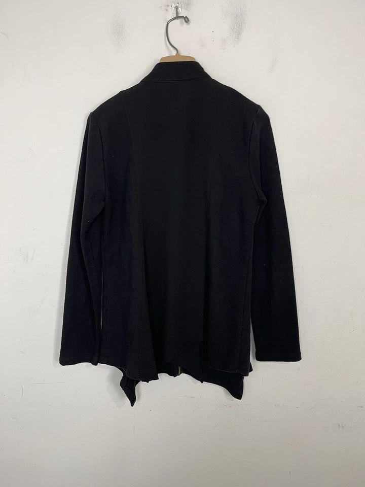 Chaqueta XCVI Mujer Talla Mediana Negra Mercantil Cremallera Completa Sudadera con Capucha Pañuelo Dobladillo Foto 3 de 4