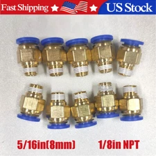 8mm or 5/16" OD to 1/8" NPT Male Straight Push In Connect Tube Fitting NEW++