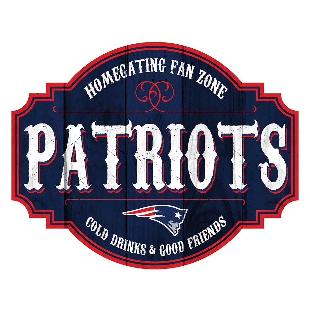 Targa In Legno Ufficiale New England Patriots, Fan Creations 048470, 14,5x9,5 Cm, Con Corda Per Appendere - 2