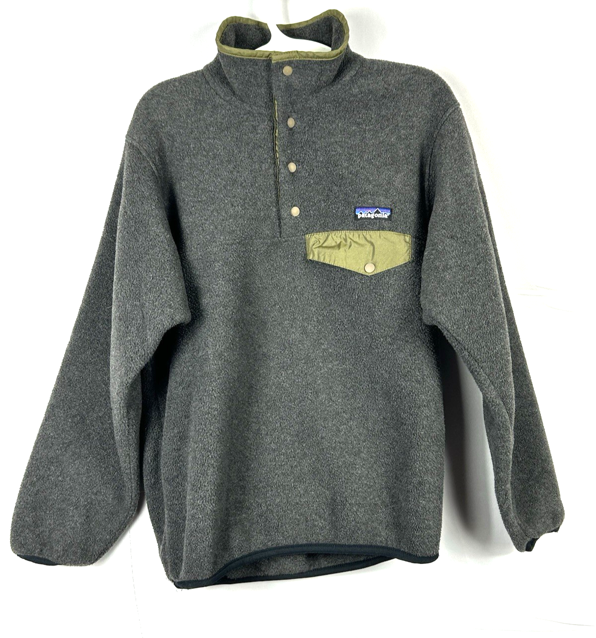 Patagonia Synchilla Fleece Snap Neck Pullover Pocket Gray Mens XS
