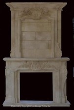 MONUMENTAL HAND CARVED MARBLE ELK - DEER FIREPLACE MANTEL - EM1