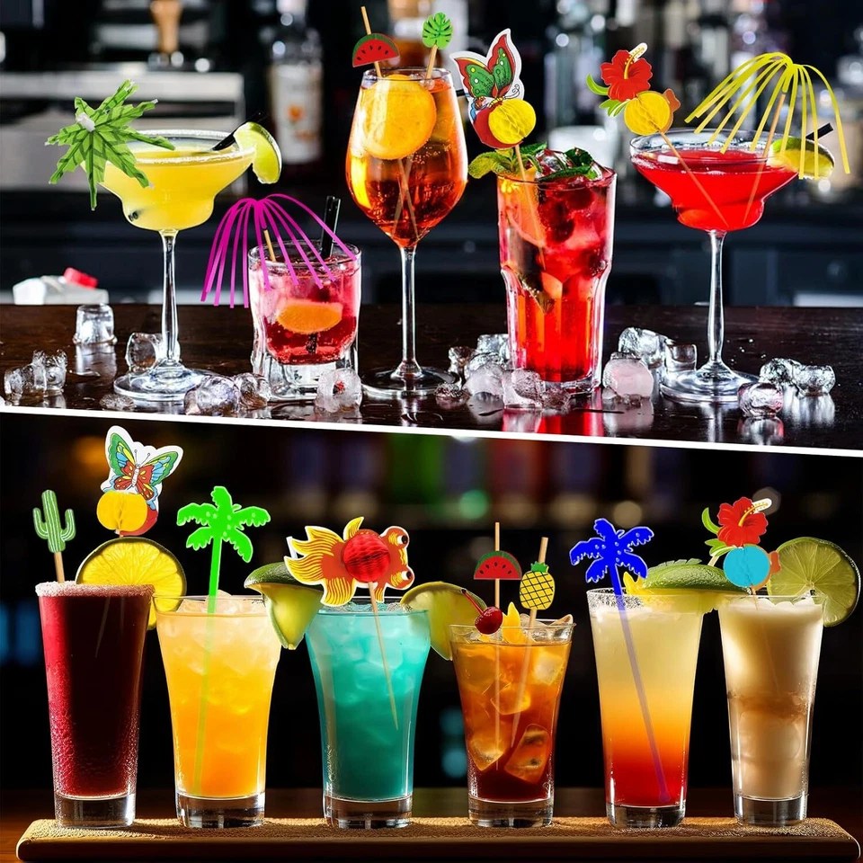 153 Cocktail Deko,Cocktail Zubehör,Schirmchen,Feuerwerk&Rührer Sticks,Strohhalme - Bild 4 von 4