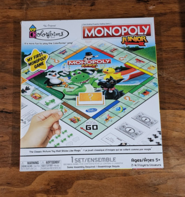 2022 Habro Colorforms Monopoly Jr. Hasbro Board Game, 5+ New factory sealed