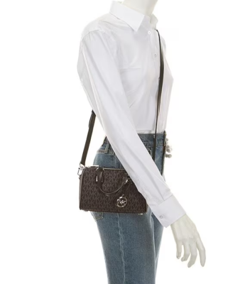 MICHAEL KORS Grayson Black Logo MK Nylon Small Satchel Duffle