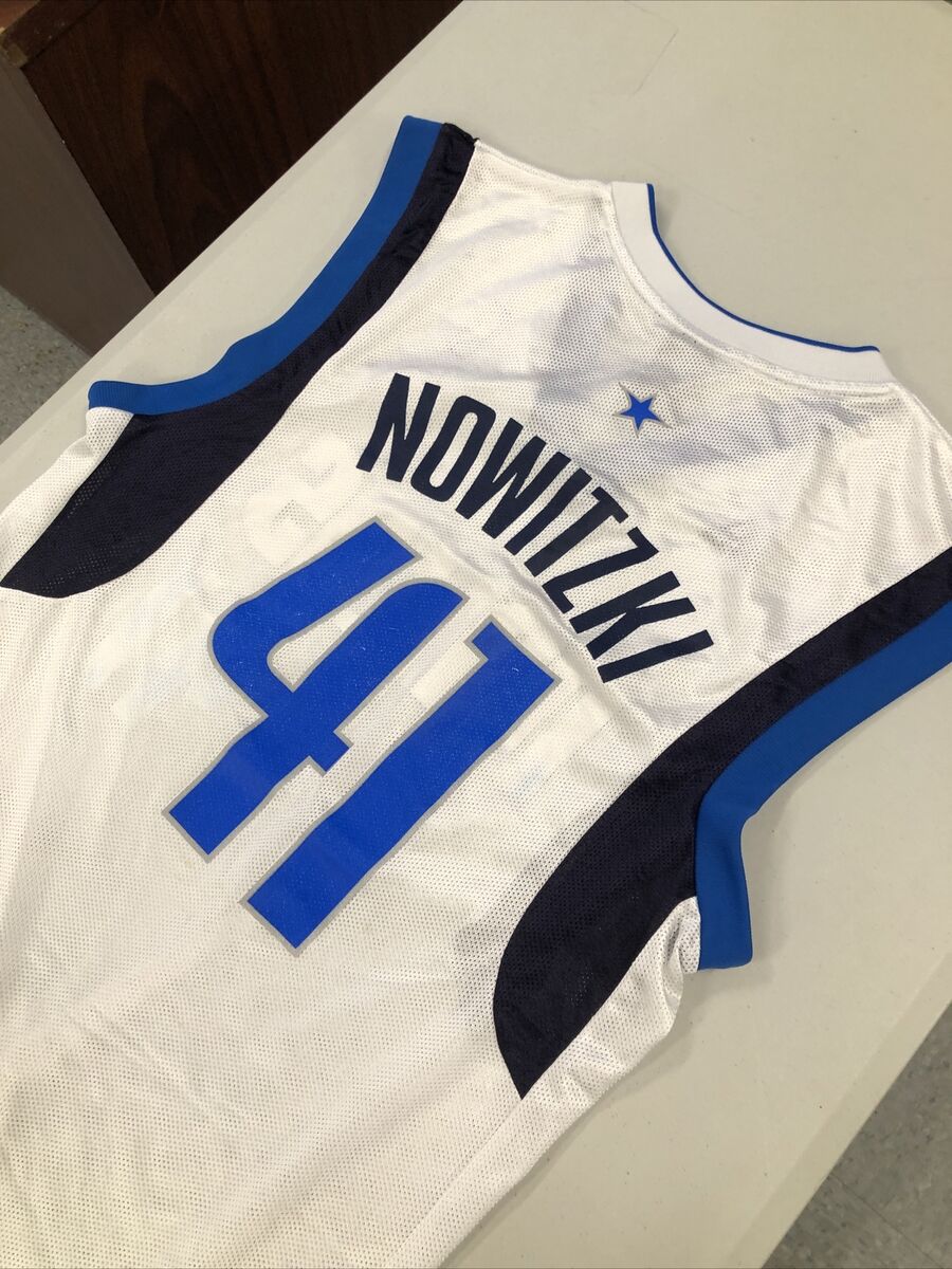 NBA ADIDAS DALLAS MAVERICKS DIRK NOWITZKI #41 BLUE JERSEY SHIRT SIZE MENS SMALL