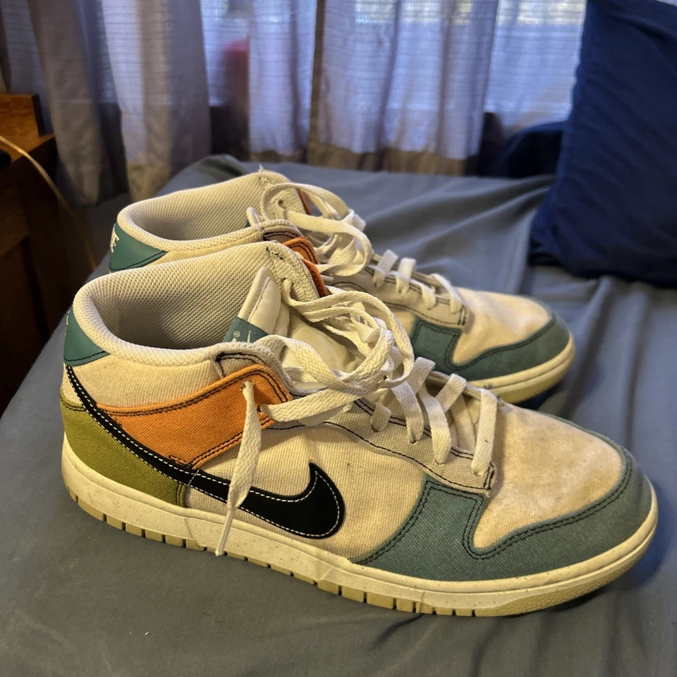 Nike Dunk Mid Pale Ivory Multi-Color Size 11.5 Worn - Image 3 of 4