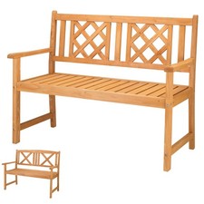 47inch Gartenbank Holz Parkbank Massiv Sitzbank 2-Sitzer Garten Gartenmöbel DE