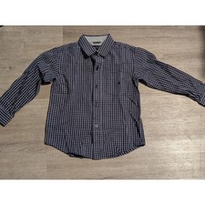 NWOT Boys Size Large 7 NAUTICA Full Button Long Sleeve Blue Plaid Print Shirt
