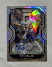 2020 Panini Prizm Rookie Silver Prizm Auto Ben DiNucci #337 Auto Dallas Cowboys