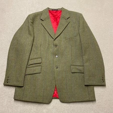 Holland Cooper Tweed Blazer Jacket Men's 46 Green Hacking Sports Windowpane Wool
