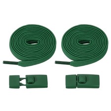 No Tie Shoelaces with 2 Metal Square Buckle Clips, 1Pair  Dark Green
