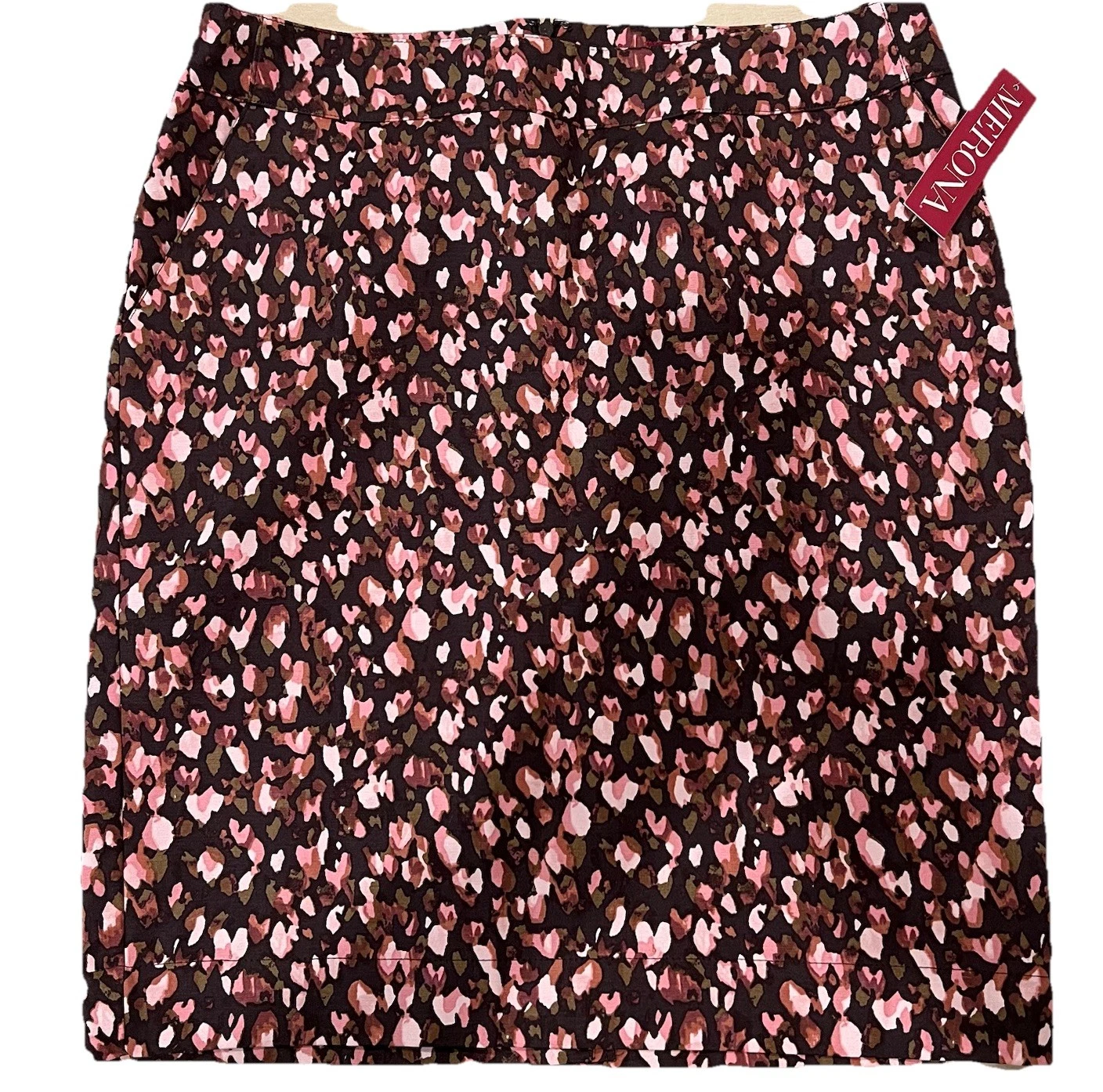 Merona Tailored Fit Knew High Skirt- Size 8- Colors Brown, Pink And Olive-Linned
