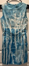 Elie Tahari Emory Blue and White Tie-Dye Sleeveless Sheath Dress,  Size 2