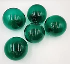 Vintage Blenko Glass #51 Set of 5 Bubbles-Floats-Orbs in the color Emerald