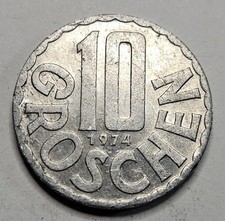 1974 Austria 10 Ten Groschen - Aluminum Coin - Austrian - World Coin - Europe