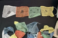 Tibetan Buddhist Prayer Flags Multi Color Cotton Banner String Decor Set of 3