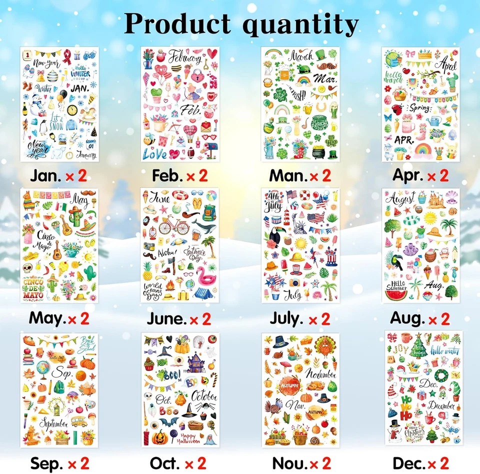 Planner Stickers 1150+ New Monthly Daily Planners Vintage Holiday Seasonal Happy - Image 4 of 4