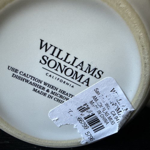 Williams Sonoma Amerikanische Flagge USA Weiß Keramik Kaffeebecher 12 Unzen - Bild 7 von 10