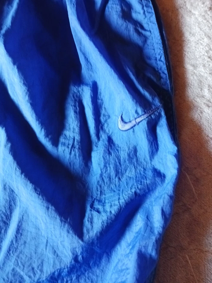 Винтажный 90-х Nike икры молнии ветровка трек разминка брюки шикарный без подкладки синий Y2K - Изображение 2 из 4