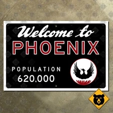 Welcome to Phoenix Arizona city limit marker road highway sign 1970s 15x10