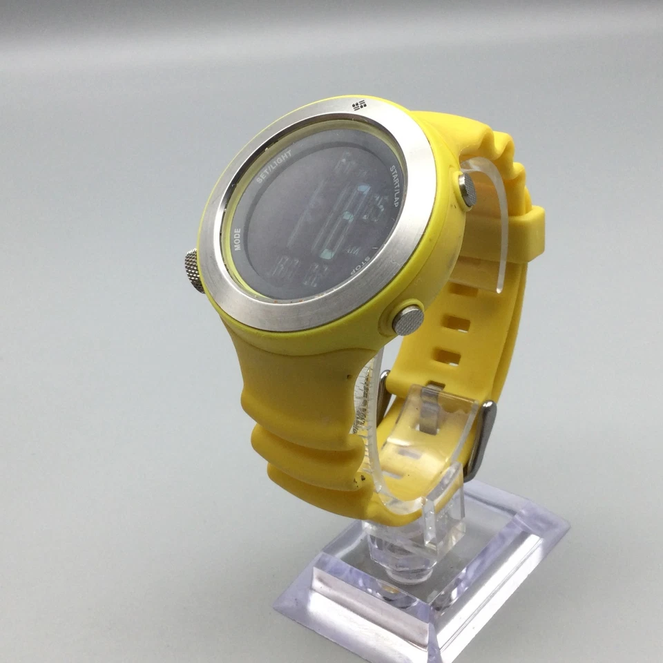 Мужские цифровые часы Columbia F10 44 мм серебристые желтая подсветка новый аккумулятор - Изображение 4 из 4